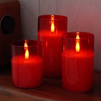 Bougies en verre rouge avec télécommande