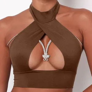 Brave Light moda cristal mariposa pecho cadena cuello sujetador joyería Sexy pecho Brace soporte cuerpo cadena para mujer Bikini