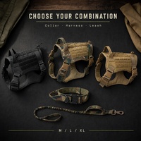 Ensemble collier et laisse tactiques pour chien, anti-traction, harnais réglable en nylon pour grands chiens, berger allemand, entraînement en extérieur