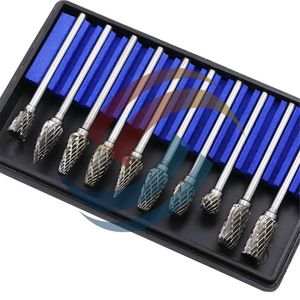Fresa de carburo de tungsteno con vástago de 1/8 ", 10 Uds., herramientas <span class=keywords><strong>Dremel</strong></span> de corte de diamante doble con molienda eléctrica compatible con OEM - Product Image 5