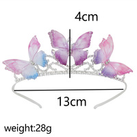 Couronne Unique Papillon Violet en Strass pour Enfants, Idéale pour Demoiselle d'honneur, Anniversaire ou Thème de Fête