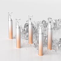 Flacon-seringue double paroi sans air finition dorée avec tête de massage pour sérum, crème contour des yeux, huile essentielle, impression sérigraphique de logo personnalisé