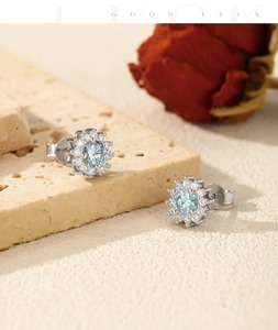Exquisite S925 Sterling Silver 1CT Moissanite Halo <b>Earrings</b> Exquisite Sun <b>Studs</b> <b>Earrings</b> for Women Fine Jewelry Accessories - Product Image 6
