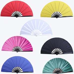 13-Inch Large Popping White Sublimation Blanks Folding Hand Fan Black Handle 33CM Polyester Plastic Fabric Bamboo Crafts Painted