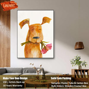 Stampa su Tela Lucida con Motivo Floreale e Cagnolini, Decorazione Verticale in Porcellana per Cameretta, <span class=keywords><strong>Poster</strong></span> per Stanza dei Bambini - Product Image 6