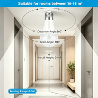 Ampoules LED E27 B22 A60 9W 806Lm avec détecteur de mouvement radar, allumage/extinction automatique, pour éclairage de sécurité de porche, garage, couloir