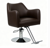 Fauteuil de Barbier Hydraulique Noir Moderne, Chaise de Coiffure Confortable en Cuir PU avec Repose-Pieds pour Salon de Coiffure