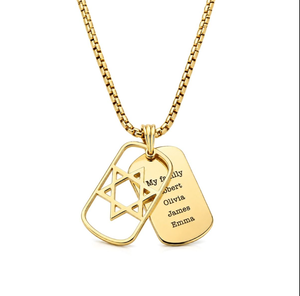 Collana con <span class=keywords><strong>Nome</strong></span> da Uomo in Acciaio Inossidabile con Stella <span class=keywords><strong>di</strong></span> David Inspire - Product Image 1