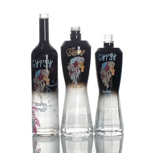 Tùy Chỉnh Logo Đen In Ấn Thêm Đá Lửa Chai Thủy Tinh Sương Giá Rượu Chai 750Ml 700Ml Rượu Mạnh Chai Thủy Tinh - Product Image 3