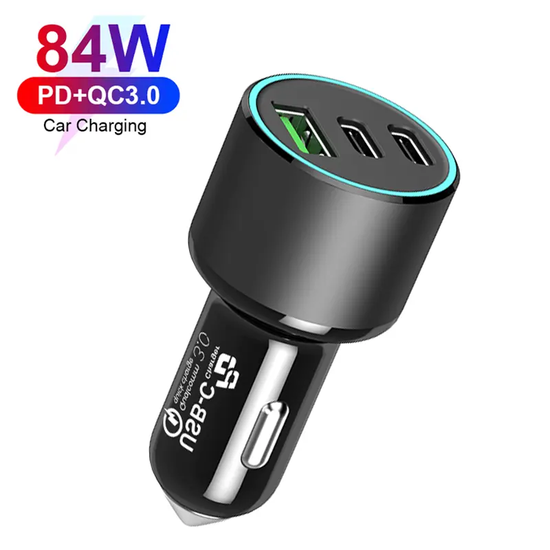 Multi Ports 84W QC3.0 + USB C PD Fast Charging Car Charger for Xiaomi for iPad for MacBook