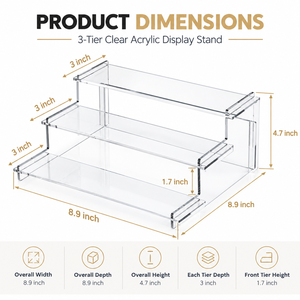 Présentoir rotatif moderne en plastique transparent à 3 niveaux pour maquillage, parfums, organisateur de bureau et collection de figurines - Product Image 2