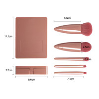 Échantillon gratuit ensemble de pinceaux de maquillage portables avec miroir ensemble de voyage 5 pièces brosse à poudre douce en Fiber outil de beauté pour cheveux