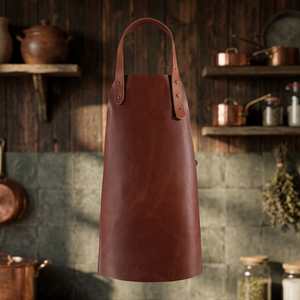 Tablier en cuir de style classique, durable, sans poches, pour une utilisation quotidienne en cuisine - Product Image 2
