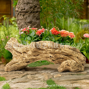 Imitation <b>Tree</b> Stump Resin Flower <b>Pot</b> Outdoor Garden Decor Retro Style Irregular Shape Synthetic Resins Planter - Product Image 2