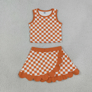 Ensembles de vêtements pour bébés filles, chemises sans manches à carreaux, jupes à volants, shorts, ensembles de yoga actifs - Product Image 3
