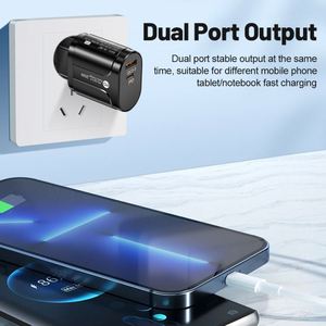 PD 20W PD+QC3.0 ชาร์จเร็วแบบสองพอร์ต ใช้งานร่วมกับ iPhone/Samsung พร้อมอะแดปเตอร์ปลั๊ก US/EU/UK สำหรับการเดินทางทั่วโลก - Product Image 4