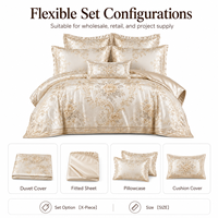Parure de lit de luxe en satin jacquard, tailles King et Queen, 4, 6 ou 7 pièces, ensemble housse de couette, OEM ODM, personnalisable pour hôtels et mariages