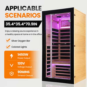 Sauna Moderna de Madera de Hemlock Canadiense para 1 Persona, Cabina de Sauna Infrarroja con Barra de Oxígeno Plateada para Casa, Hotel o Centro de Spa - Product Image 2