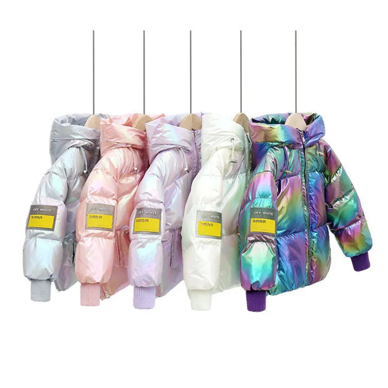 Wholesale Winter Down Coats for Kids Baby Boys Girls Light glitter Jacket Infant thick Outerwear