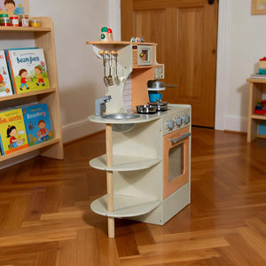 Cuisine en bois pour enfants, jeu de cuisine amusant avec accessoires tels que casseroles, poêles et spatules - Product Image 4