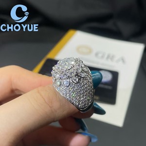 Factory 925 Sterling <b>Silver</b> Custom Ball Shape VVS Moissanite <b>Ring</b> Ice Out Eternity Band Hip Hop <b>for</b> <b>Men</b> Pass Diamond Tester GRA - Product Image 5