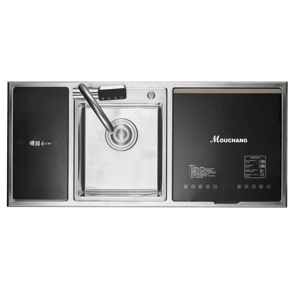 New Design Countertop Stainless Steel Smart Touch Screen Double Bowl Dishwasher With Kitchen Sink