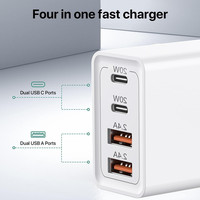 AU UK EU colokan AS 2,4 A pengisi daya USB Tipe C Cepat 40W 4 Port soket USB Multiport pengisi daya dinding colokan Australia