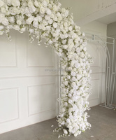 Arrangement floral artificiel en forme de U en soie blanche, rose, pour décoration de fond de mariage, événement, fête