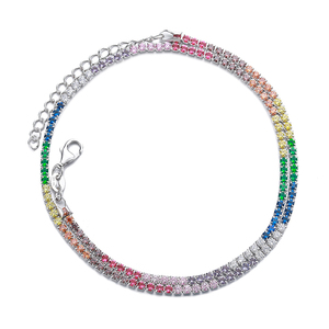 Gioielli di lusso Classico di Disegno Del Diamante 14K Oro Bianco Sterling Argento 925 Lungo <span class=keywords><strong>Arcobaleno</strong></span> Bracciale Tennis Per Le Donne - Product Image 4