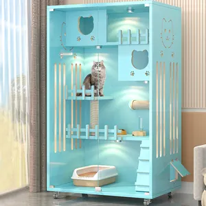 Solid Wooden Cage Household Cat Cabinet House Kitty House Pet House Indoor Luxury Cat Villa