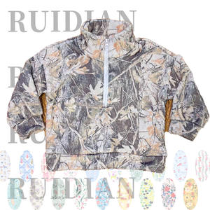 Зимняя куртка-пуловер унисекс для девочек и малышей, 2026, с индивидуальным принтом, в клетку, светло-зеленый камуфляж, флис, на молнии до середины груди - Product Image 4