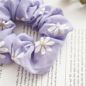 New Korean <strong>Hair</strong> Accessories Purple <strong>Flower</strong> Printed Elastic <strong>Hair</strong> <strong>Band</strong> <strong>Hair</strong> Ties Soft Fabric Scrunchies for Women - Product Image 5