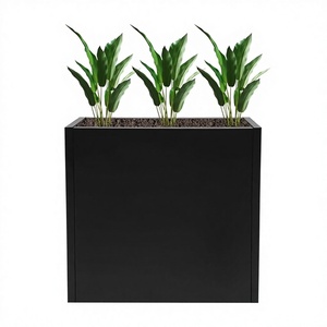 Jardinière carrée élégante en métal noir, acier laminé à froid, pour patio et jardin, résistante aux UV et au gel, personnalisable OEM/ODM, accent géométrique - Product Image 2