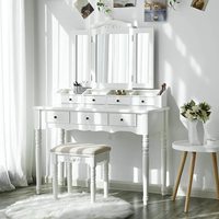 Vente en gros de meubles de commode de chambre à coucher, planche de mélamine Mdf coiffeuse moderne avec miroir et tabouret