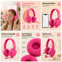 Diskon Besar Headset Gaming Bluetooth Anak-anak, Headphone Nirkabel On-Ear dengan Mikrofon untuk Kelas Online Komputer