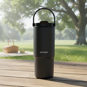 Nuevo Vaso Térmico de Acero Inoxidable 316 de 30oz (2026), Color Gris Oscuro, Acanalado, con Asa y Tapa, Termo Personalizable con Logotipo, <span class=keywords><strong>para</strong></span> Auto, Mantiene Temperatura por 24 Horas - Product Image 1