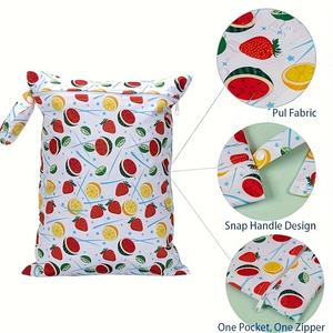 <span class=keywords><strong>Sac</strong></span> à langer imperméable et lavable 30*40cm avec poignée et fermeture éclair, pochette de rangement écologique pour couches et vêtements de bébé (humides et secs) - Product Image 3