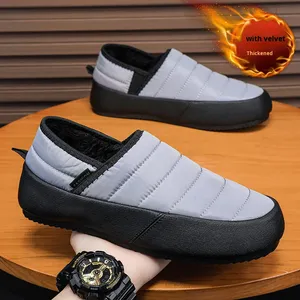 Pantuflas de Invierno 2025 para Hombre, Nuevo Estilo, Forradas de Felpa, Gruesas, Cálidas, Punta Redonda, Color Sólido, Impermeables, de Doble Capa, para Exteriores - Product Image 5
