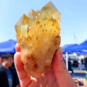 Natural Energy Crystal Mineral Specimen Rare Pineapple Quartz Citrine Clusters for Health Decorate