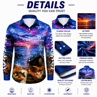 Chemise de pêche classique personnalisée à manches longues, anti-humidité, protection solaire UPF50+, imprimé crabe et crocodile, vêtements de pêche