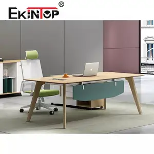 Ekintop mesa de escritório, escritório clássico de alta qualidade com armário lateral e estante