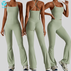 بيع بالجملة ملابس لياقة بدنية للملابس الرياضية مجموعات النساء 2 قطعة طماق اليوغا تجريب الرياضة حمالات الصدر أعلى مجموعة الملابس الرياضية - Product Image 1