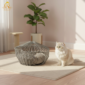 EUR <span class=keywords><strong>VET</strong></span> Modern Konforlu Rattan El Dokuması Kedi Sepeti Yatak - Küçük Hayvanlar için Pratik Evcil Hayvan Yatağı - Product Image 1