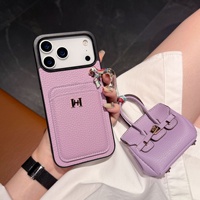 Étui de téléphone en PU Litchi de luxe pour iPhone 18 Pro Max avec étui universel en cuir pour Airpods