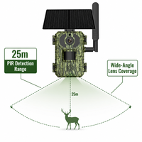 Caméra de surveillance résistante à l'eau, camouflage, alimentée par énergie solaire, 4G sans fil, capteur de mouvement PIR, vision nocturne infrarouge, audio bidirectionnel, pour la faune