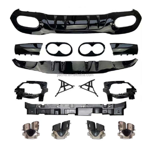 Difusor Trasero Negro PP con Puntas de Escape + Soportes para <span class=keywords><strong>Mercedes</strong></span> Benz Clase A W177 <span class=keywords><strong>A180</strong></span> A200 A160 A250 A35 A45 <span class=keywords><strong>AMG</strong></span> Sedán 2020+ - Product Image 6