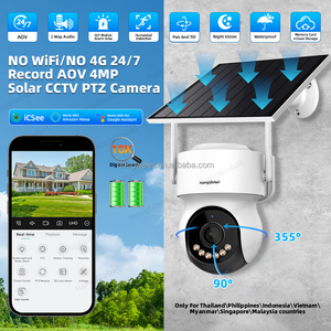 Hong Global 4MP 2K <span class=keywords><strong>IP</strong></span> 24/7 Aufnahme AOV Wireless Solar betriebene PTZ Surveil-Kamera ICSee NO WiFi NO 4G Security CCTV-Solar kamera - Product Image 2