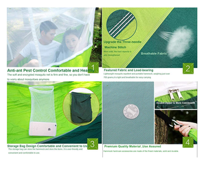 Amaca da campeggio leggera doppia Woqi amaca da esterno con <span class=keywords><strong>zanzariere</strong></span> altalene gancio per cinturino amaca doppia con zanzariera - Product Image 4