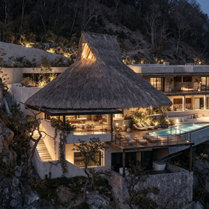 Conception personnalisée de villa tropicale sur la <span class=keywords><strong>falaise</strong></span> avec terrasse et piscine, plan architectural et visualisation 3D, support approfondi - Product Image 2