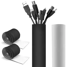 Fundas de gestión de cables de neopreno ajustables al por mayor, organizador de cables personalizado JDD para ordenador de TV